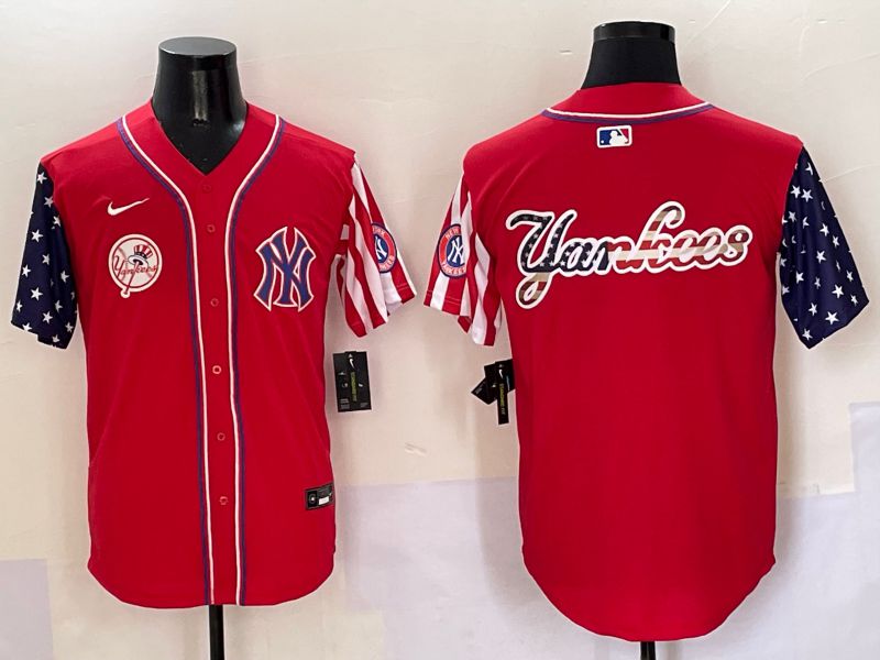 Men New York Yankees Blank Red a generation of national flags Jointly Name 2025 Nike MLB Jersey style 13
